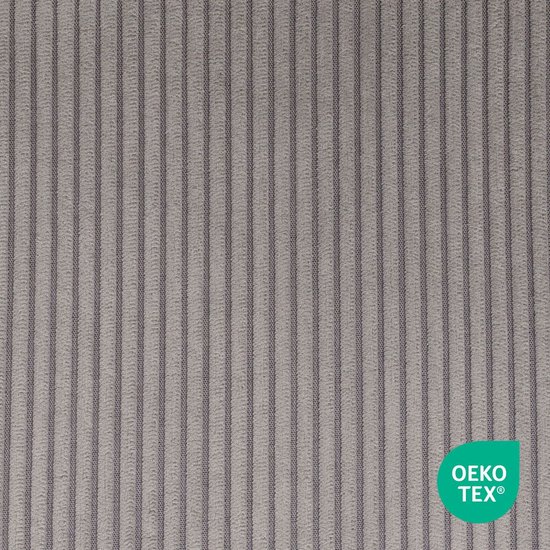 Nolon Nino-Fé Set de 2 Tabourets de bar Nervurés Grijs Chaud - Piètement Zwart - 75 cm - Chaise de Bar - avec Dossier - Tissu - Cuisine