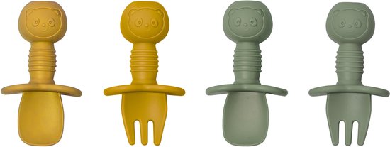 Sproudsy Couverts pour enfants - Bébé - 2 Cuillères et Fourchettes Bébé - Couverts Bébé - Sans BPA - Mango Verte