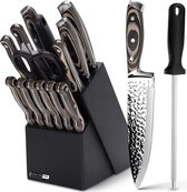 Bol.com Signature Home Messenset met Messenblok - 15-delig - Japanse Messenset met Messenslijper en Schaar - Professionele Koksm... aanbieding