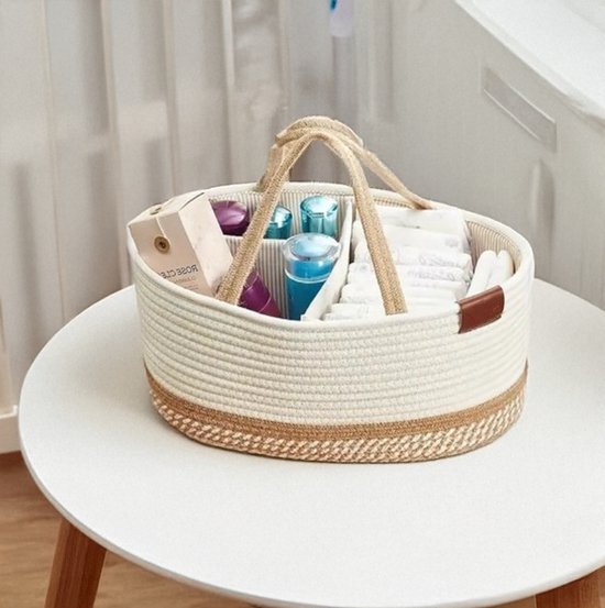 Dutchers.® Luier Organizer - Baby Organizer - Netjes & Overzichtelijk - Praktisch & Compact - Baby Opbergmand - Ideaal voor in de Babykamer & Woonkamer - Alles Bij de Hand - Kraamcadeau - Cadeau voor Babyshower - Commode Mandje - 38 x 25 x 17cm — afbeelding 5