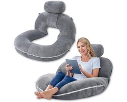 Leeskussen voor op schoot of in bed - Met Nekrol - Grijs - Leeskussen voor boeken - Opvouwbaar