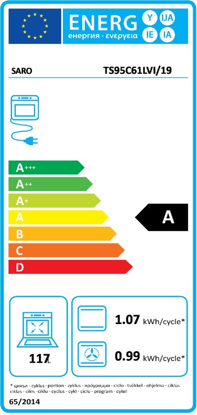SARO Design gas fornuis - Bordeaux rood - 5 pits - wok - elektrische oven & grill met 11 functies - Design model  TS95C61LVI