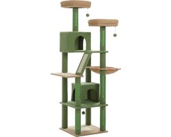 Kattenu CatCastle - Grote krabpaal voor katten - 180 cm hoog - Groen - Kattenboom met katten klimmuur - Hoge krabpaal