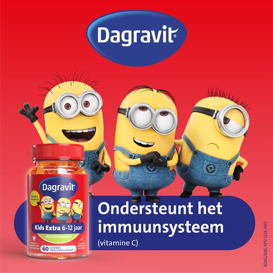 Dagravit Kids Vitaminions multivitaminen 6-12 jaar - Vitamine C ondersteunt de natuurlijke weerstand - Vitamine D ter ondersteuning van de normale groei - 60 gummies