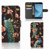 Geschikt voor Samsung Galaxy A30 Telefoonhoesje met Pasjes Pauw met Bloemen