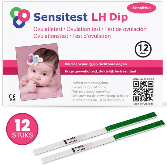 Sensitest Ovulatietest Dipstick Sensitive – 12 stuks – Extra gevoelige ovulatietesten – Vind tot wel 4 vruchtbare dagen – Inclusief ovulatiekalender & handleiding