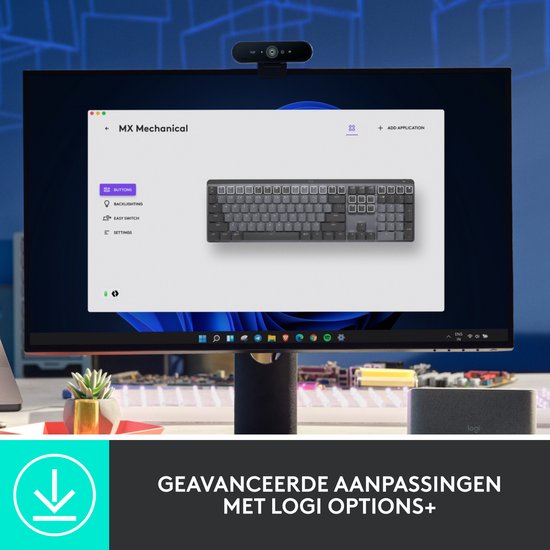 Logitech MX Mechanical - Draadloos mechanisch toetsenbord - Tactile - QWERTY ISO - Grijs