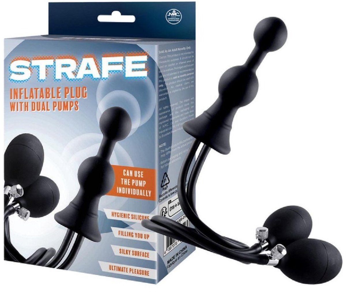PleasureCo presenteert de luxe Deluxe opblaasbare anale plug X1 unisex anale stimulator in stijlvol zwart