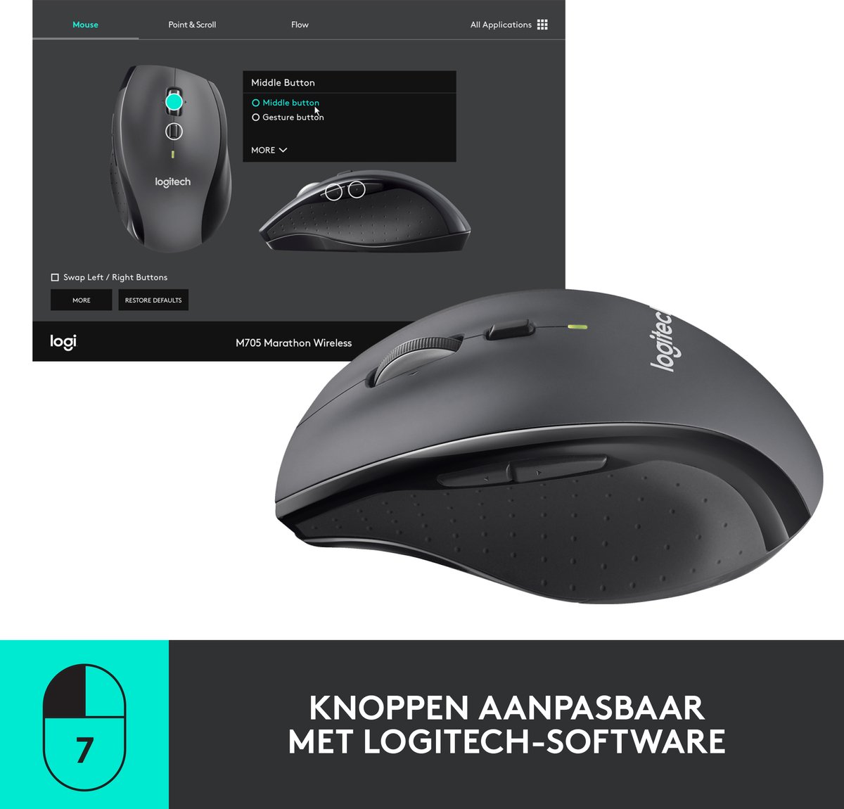 Logitech M705 Draadloze Muis – 3 jaar batterij, ergonomisch thumbnail 4