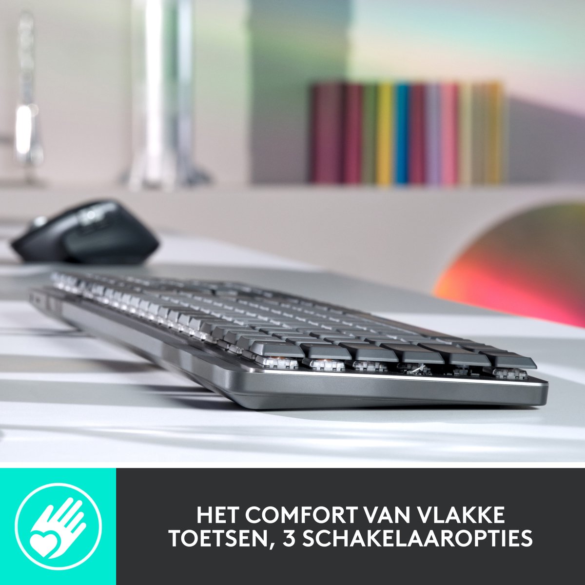 Logitech MX Mechanical - Draadloos mechanisch toetsenbord - Tactile - QWERTY ISO - Grijs thumbnail 3