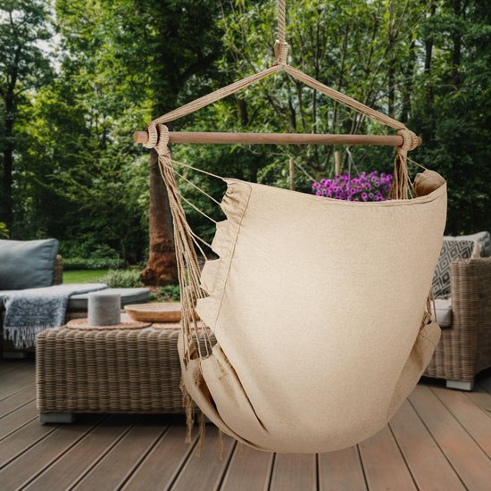 Outtec® Hangstoel met 3 Kussens - 100x130x75cm, tot 140 kg - Boho Fringed Fauteuil, Zitzak, Schommel - voor Buiten, Tuin, Balkon, Huis