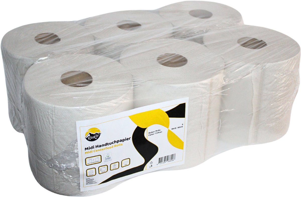 KURTT 1-laags 300M handdoekrol grijs - poetspapier - poetsrol , midi rollen, papier Tork rol, schoonmaakpapier, hygiënepapier