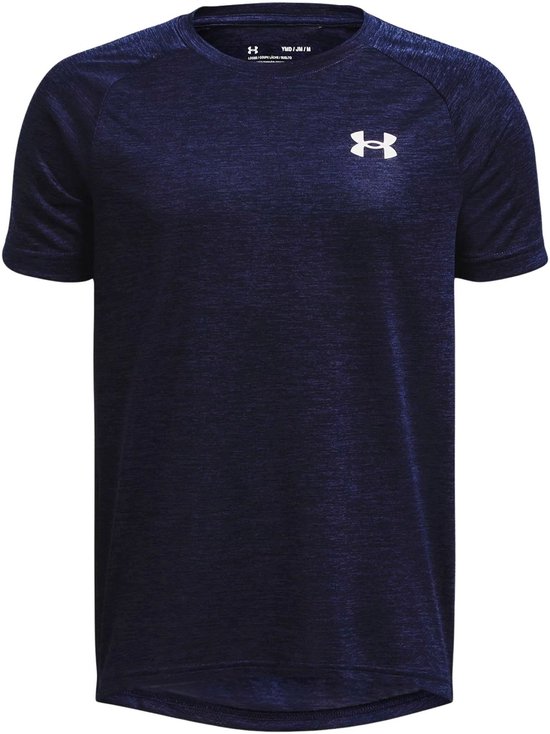 Under Armour UA Tech 2.0 SS-BLU Jongens Sportshirt - Midnight Navy - Wit
