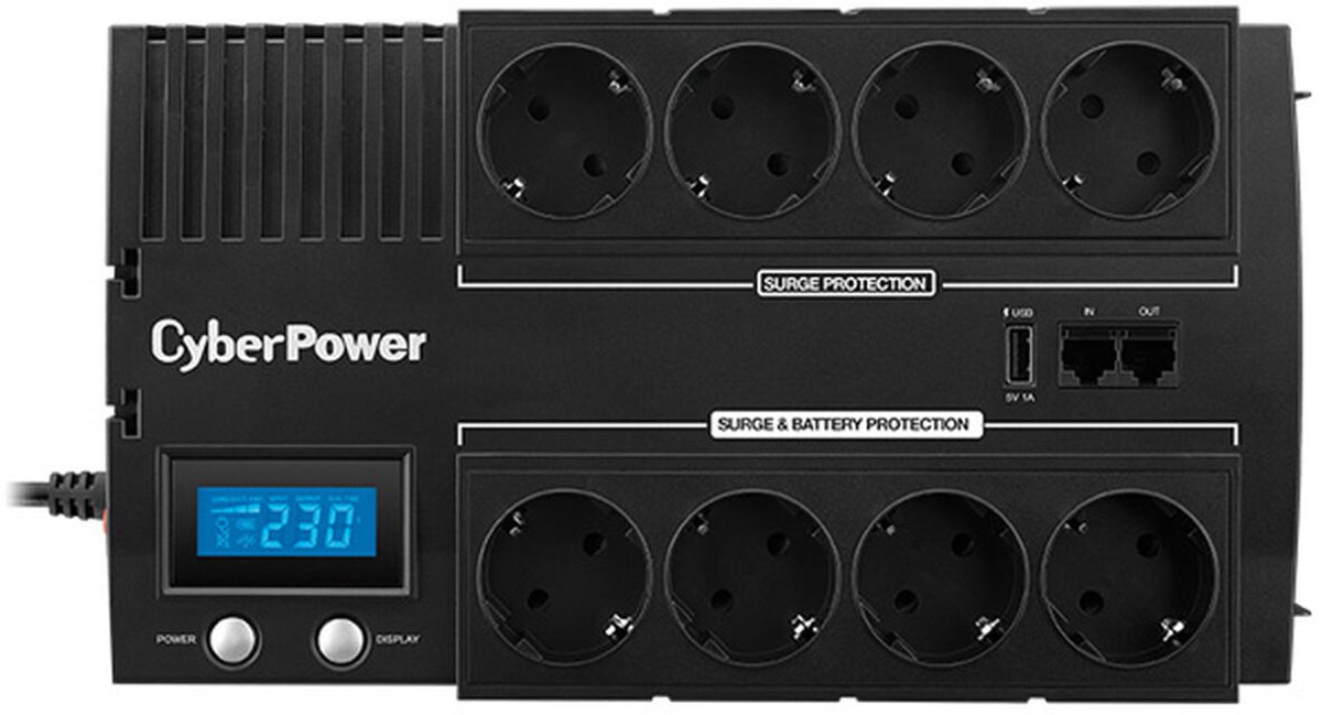 CyberPower BR1200ELCD UPS Line-interactive 1,2 kVA 720 W 8 AC-uitgang(en)