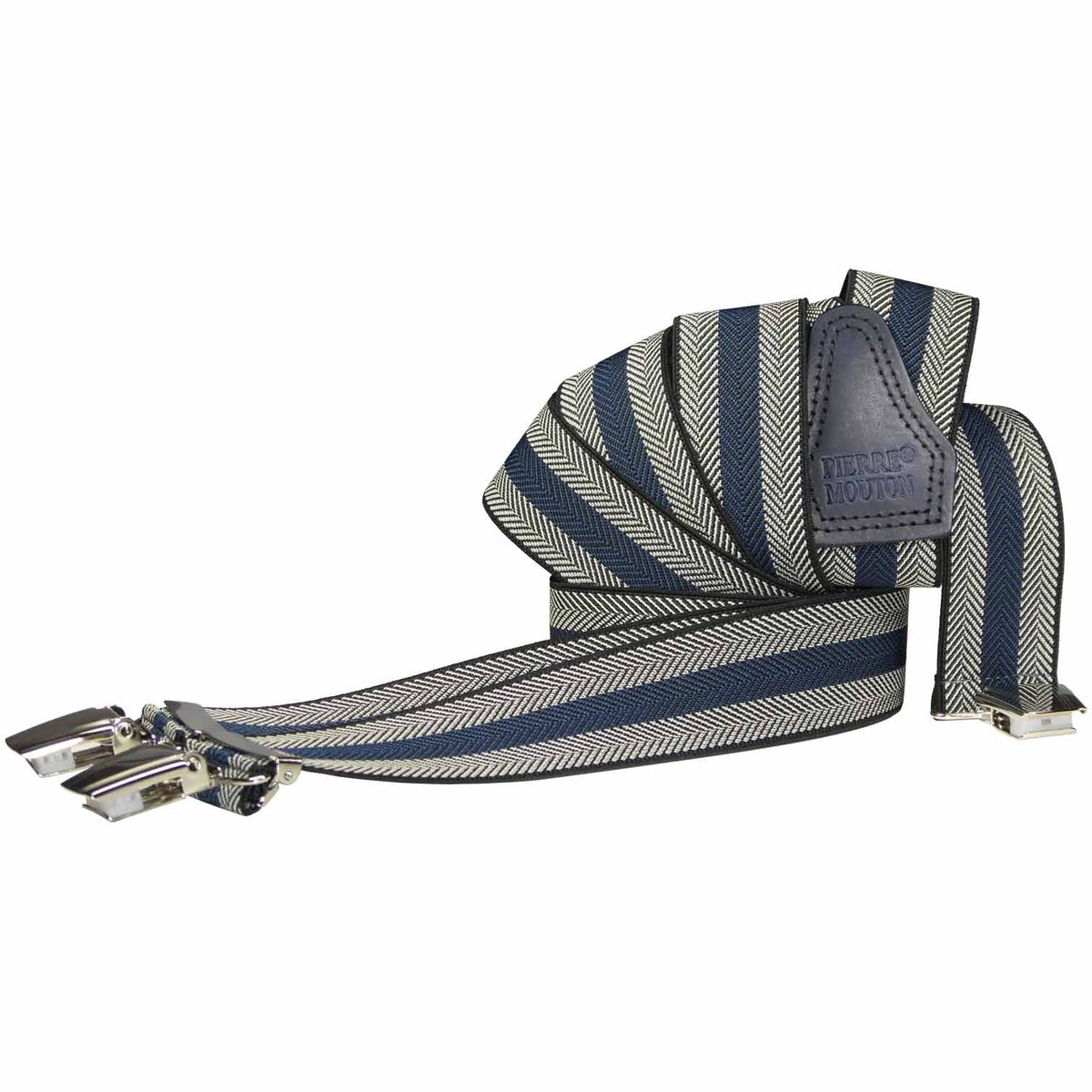 Pierre Mouton - Bretel - Volwassenen - Heren - Chevron - Bretel - Sterke clips - Donkerblauw - 140cm - 35mm - XL - XXL
