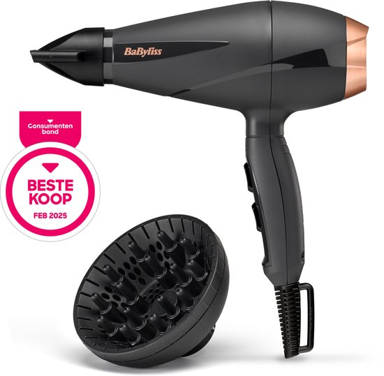 BaByliss Smooth Pro 2100 Föhn 6709DE – Fohn met diffuser en blaasmond – Haardroger – Professionele AC-Motor – 2100 Watt – Coolshot