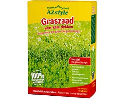 AZstyle Graszaad Herstel - Snelkiemend Gazon Gras – Herstelt kale plekken – Vogelwerende Coating – Geschikt voor Zon- en Schaduw Gazons - Snelle Kieming – 40 tot 60M² – 1 KG