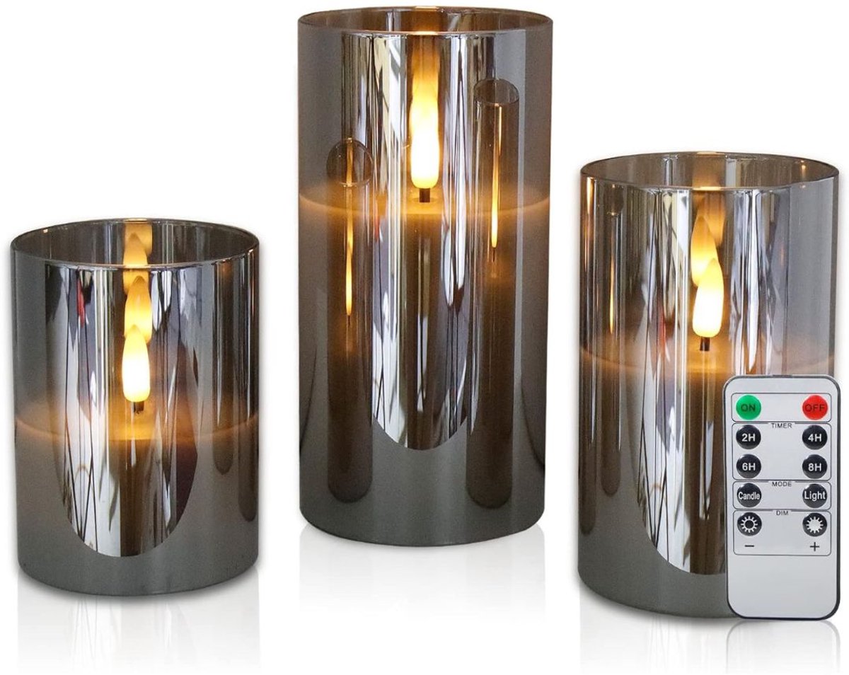 ApexArte® Led Kaarsen Met Afstandsbediening - Bewegende Vlam - Dimbaar - Zwart