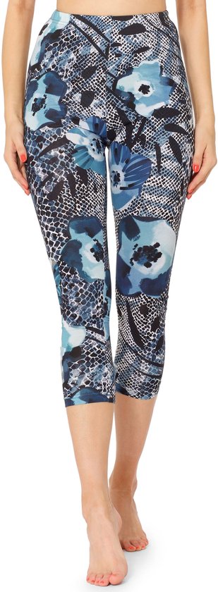 Merry Style – Leggings – Dames – 3/4 Capri – Katoen – marineblauw/bloemen – XS - MS-MS10-411-LE