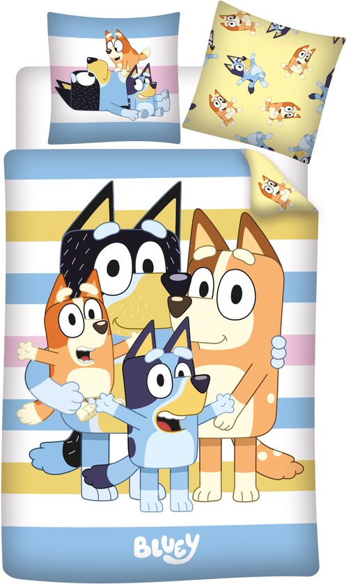 Bluey Dekbedovertrek, Goodnight - Eenpersoons - 140 x 200 + 65 x 65 cm - Polykatoen