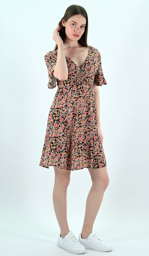 YesMooi - Mini -robe à imprimé floral - Col en V et dos nu - M (38) - Rose | Orange | Beige