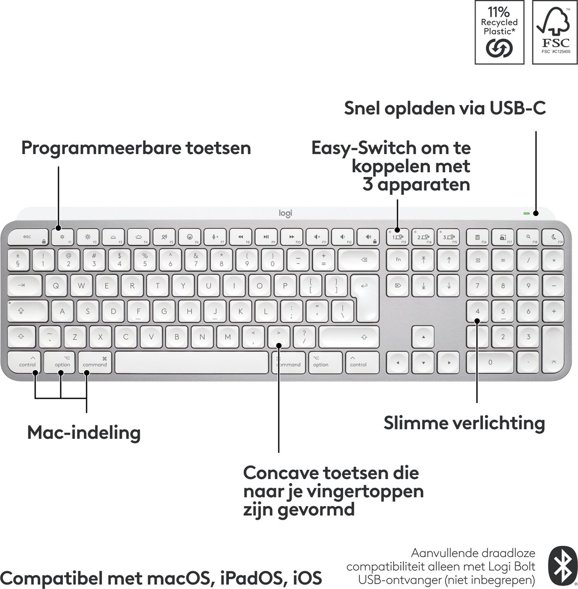 Logitech MX Keys S voor Mac - Toetsenbord thumbnail 5