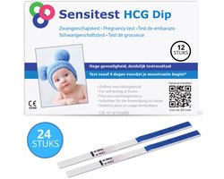 Sensitest Zwangerschapstest Dipstick – 24 stuks – 25 mIU/ml – Test vanaf 4 dagen vóór menstruatie – Uitslag in 5 minuten – Inclusief handleiding & zwangerschapskalender
