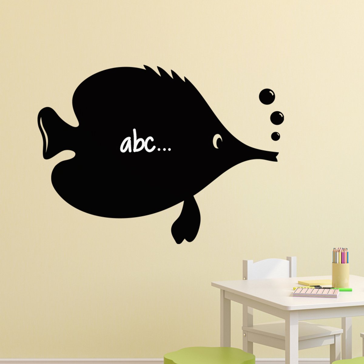 Ambiance Sticker Schoolbordsticker - uitwisbare zelfklevende muurstickers - VISKARICATUUR - 50x70cm Multi color