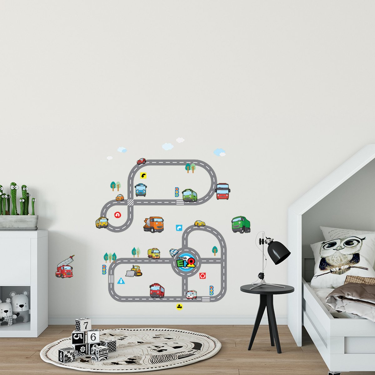 Ambiance Sticker Decoratieve muurstickers met twee auto- en bussporen. Multi color
