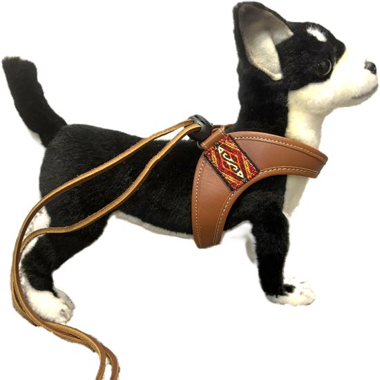 Dogs Love Munay hondentuigje chihuahua - hondenharnas - instaptuigje - leer - Asiri bruin - XS
