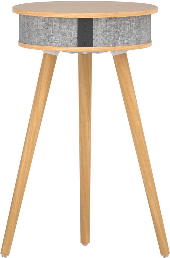 3-in-1 Bluetooth Speaker Salontafel met Draadloos Opladen, 360° Stereo Geluid, Houten Design, Lichtgewicht