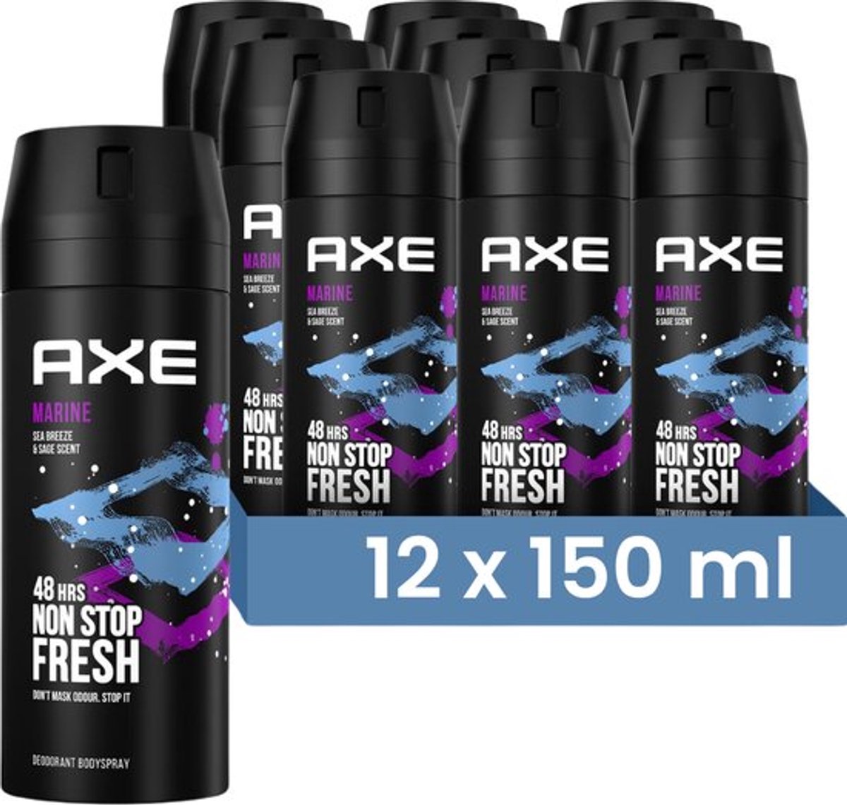 Goedkoopste AXE Deodorant / Bodyspray Marine - JUMBOPAK - 12 x 150 ml