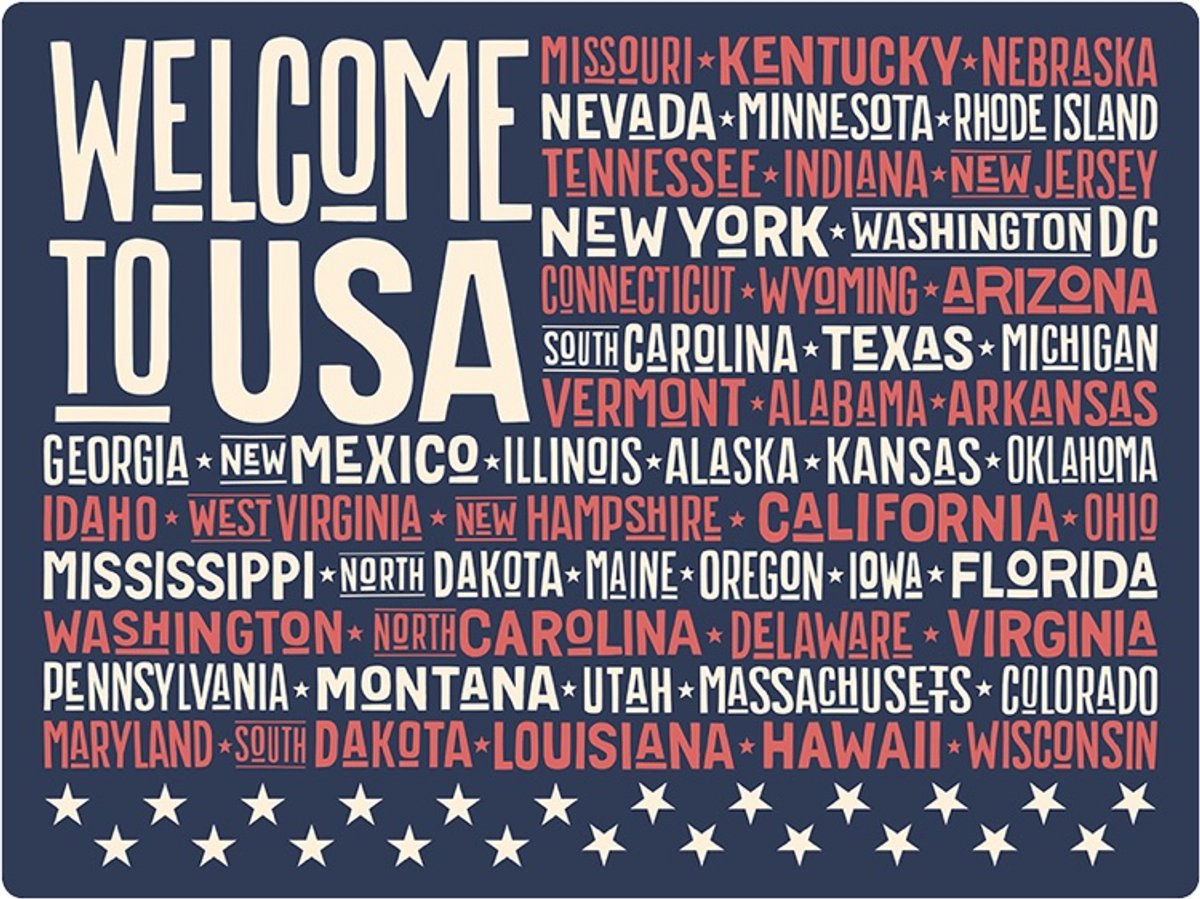 Signs-USA Signs USA - wandbord - dibond - Welcome to USA - 33 x 44 cm Multicolor