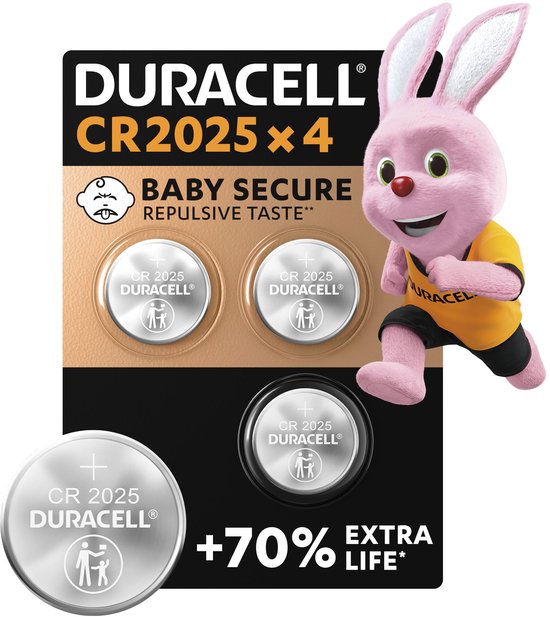 Duracell 2025 Lithium-knoopcelbatterijen - 3V, CR2025 - 4 stuks