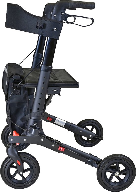 2020 Lichtgewicht rollator 4.0, Dubbel opvouwbaar, Matt Black (6,9KG), Unieke zachte rubber banden (Comfort van een luchtband), Zachte comfortabele duwhandvatten