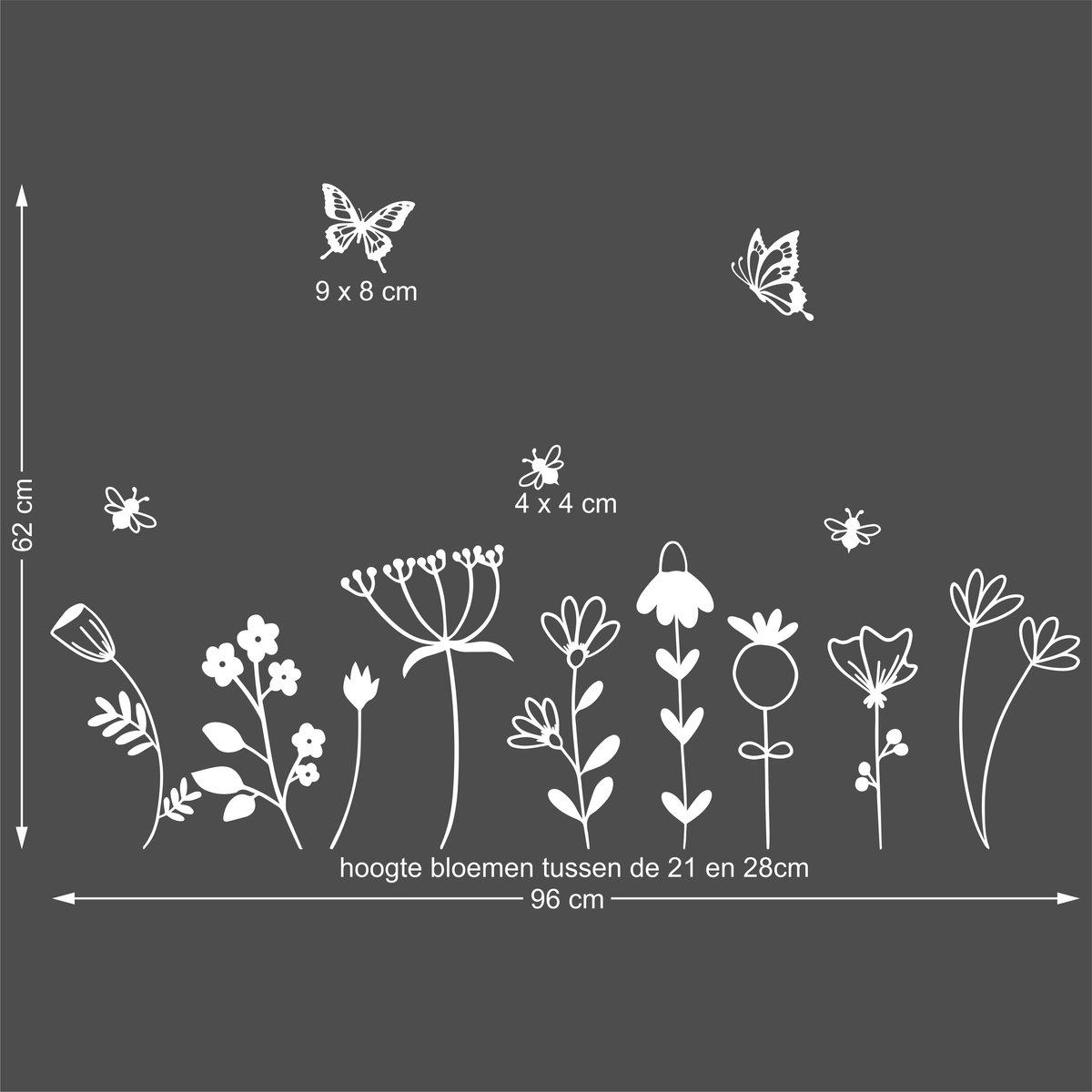 Vetrofanie Herbruikbare raamstickers met vlinders en lentebloemen
