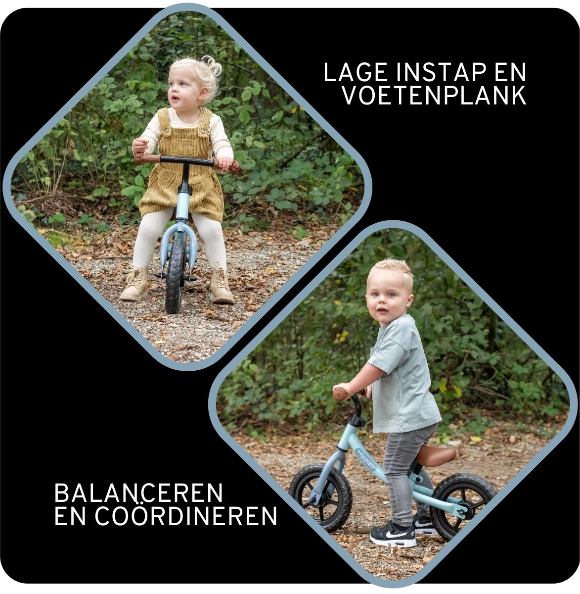 Hippiez Metalen Loopfiets Worker Old Blue vanaf 2 jaar - Blauwe Loop Fiets - Verstelbaar Zadel en Stuur - Voor Jongens - Compact en Veilig - Lage Instap — afbeelding 4