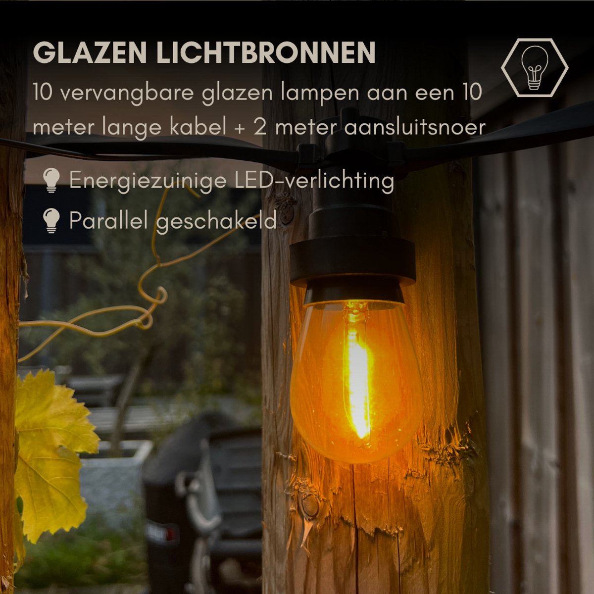 Lichtsnoer Voor Buiten, Aansluitbaar, 10 Natuurlijke Lampenkappen Van Rotan Samoa Light Hybrid Led Warmwit 8 M Zonne Energie En Op Netstroom 2679191200