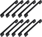 Design Aluminium Handgreep Zwart - Set van 10 Stuks - Handvaten Badkamer - Handgrepen Kast - Handgreep - Handgreep Keukenkastjes - Handgrepen voor Deurtjes - 160 mm - 10 Stuks