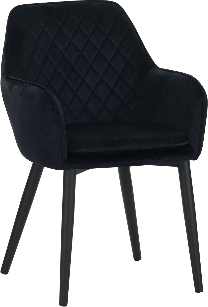 Colenis Jay Eetkamerstoel - Set Van 2 - Zwart - Fluweel - Velvet - Met armleuning