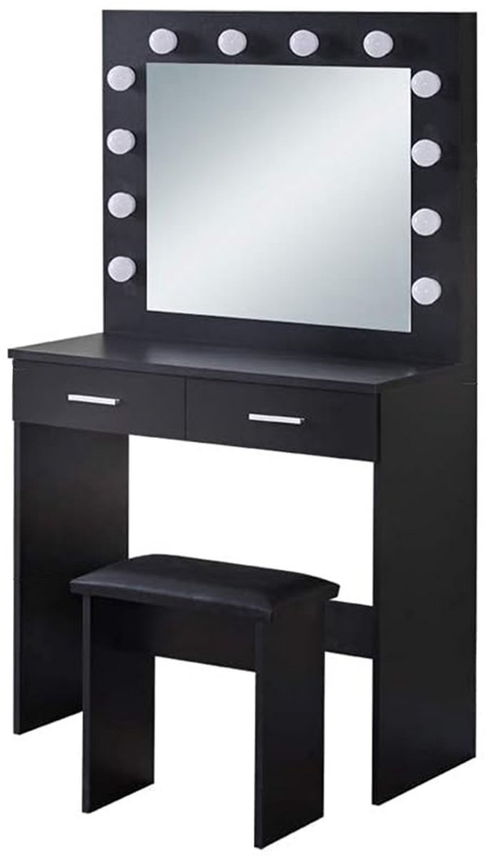 ApexArte® Make Up Tafel met Spiegel - Kaptafel - Voor Vrouwen & Meisjes - Zwart