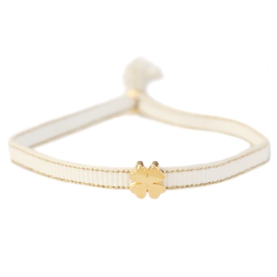 Bracelet tissé trèfle blanc