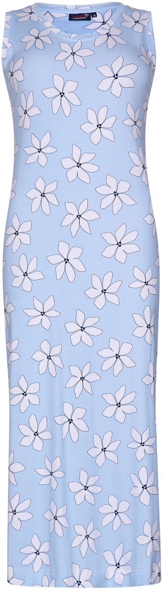 Rebelle Dames Nachthemd Rebelle - Flower - Bio Katoen - Lang blauw