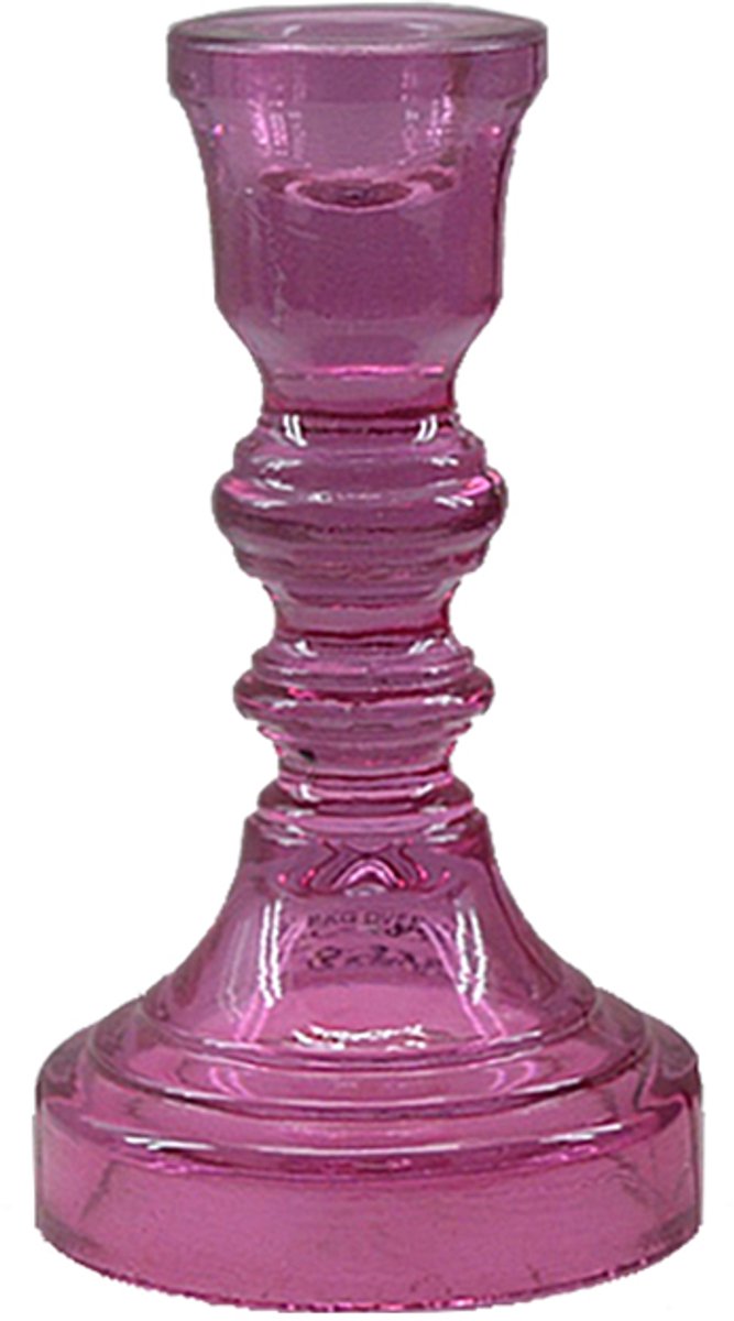 by Mooss - Kandelaar - Glas - Kaanch - Donker Roze - 15cm - Trendy