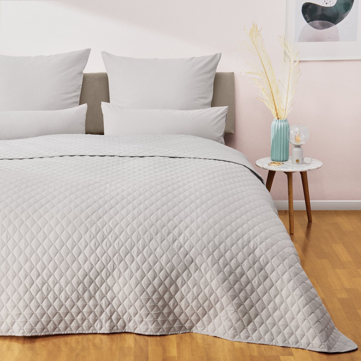 Blumtal Bedsprei 240 x 260 cm - Oek-TEX gecertificeerd - Voor bedden van 180 x 200 cm - Sprei voor bed en bank - Lichtgrijs