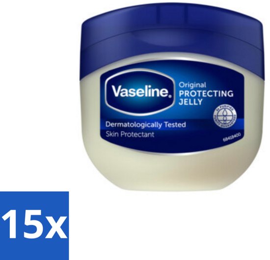 15 stuks Vaseline Original Protecting Jelly potten met blauw deksel. Dermatologisch getest, huidbeschermer.