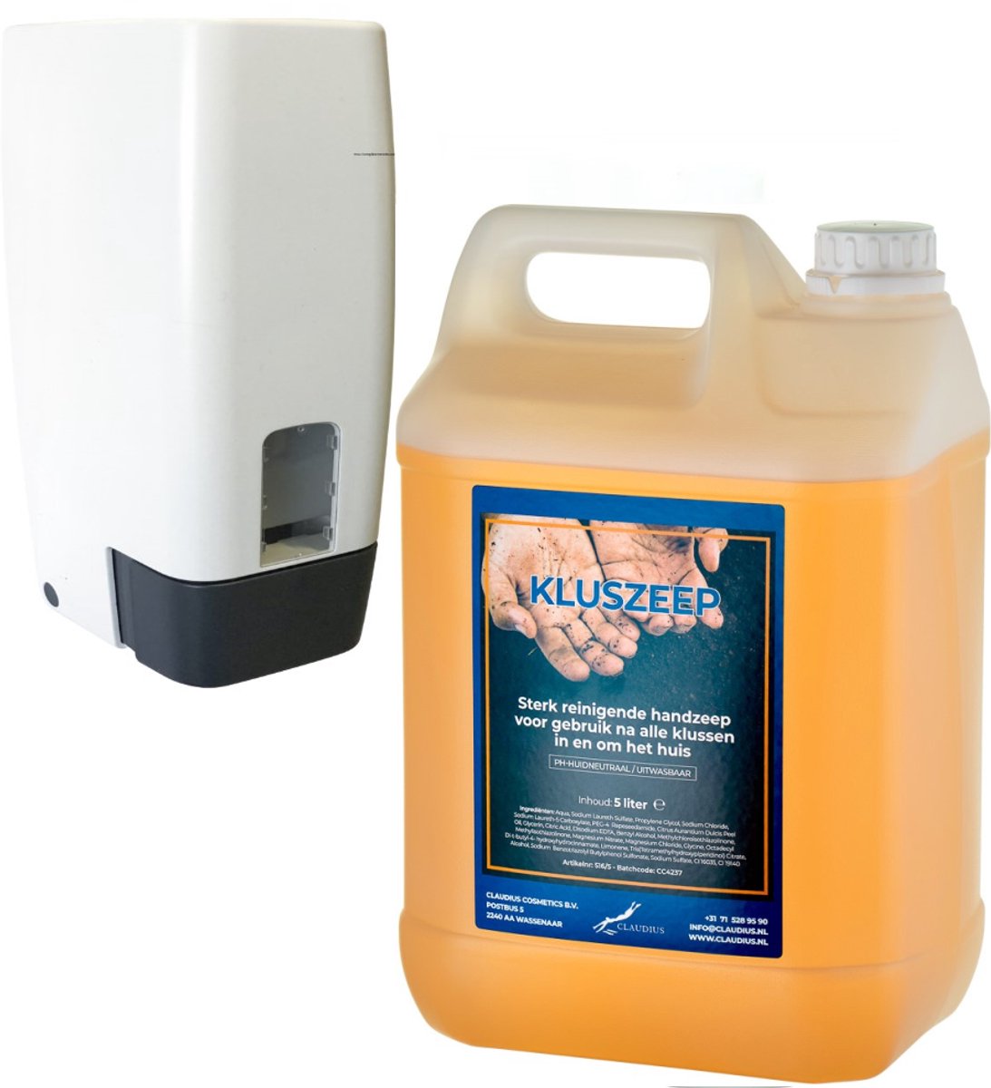 Zeepdispenser 1 liter kunststof hervulbaar + 5 liter Kluszeep