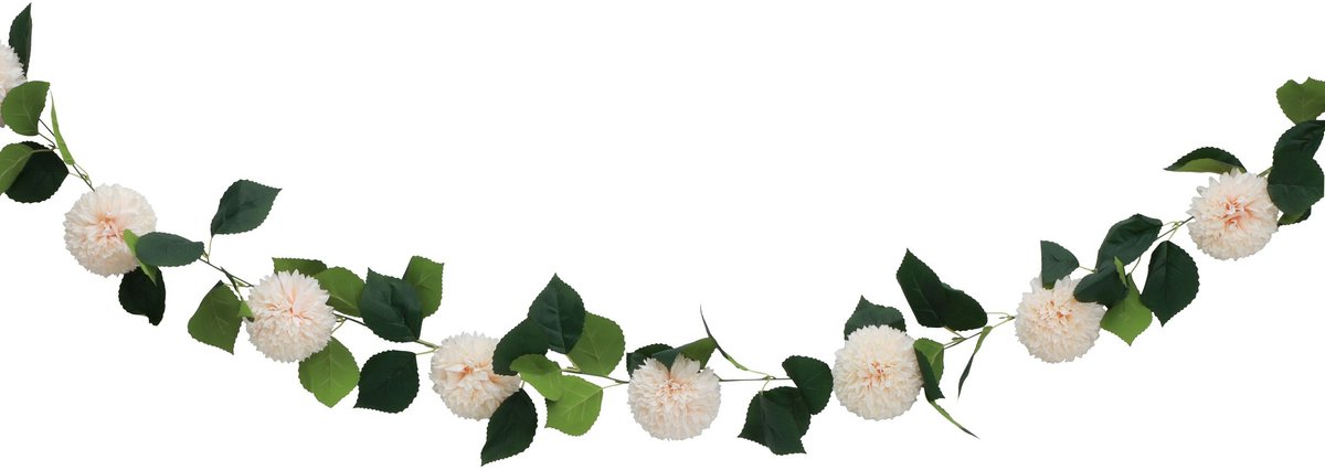 Chaks Kunstbloem slinger dahlia's - 220 cm - ivoor - bruiloft versiering - guirlande - decoratie