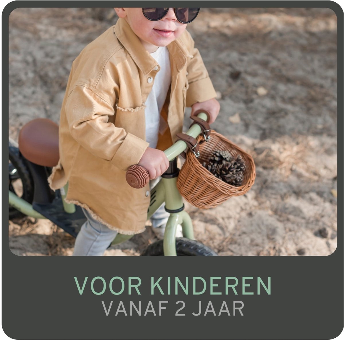 Bandits & Angels Metalen Loopfiets Met Mandje Starter Groen met Voetenplank vanaf 2 Jaar - Limited Edition - Vintage Groene Loop Fiets - Verstelbaar Zadel 29 tot 39 cm - Voor Jongens en Meisjes - Compact en Veilig - Lage Instap met Voetenplank — afbeelding 7