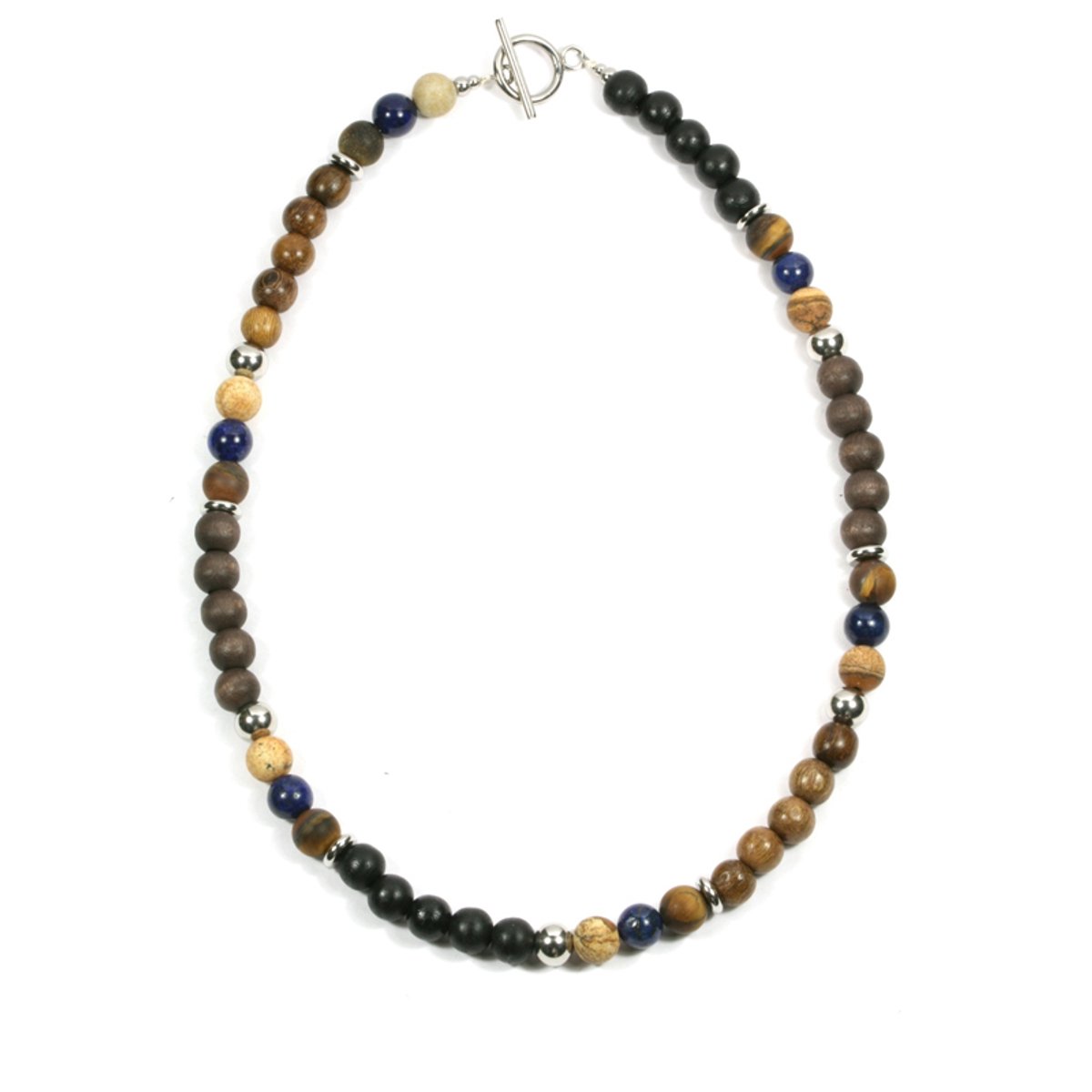 IbizaMen KIDS - Jongens - ketting - edelsteen - kralenketting - hout - tijgeroog - 8mm